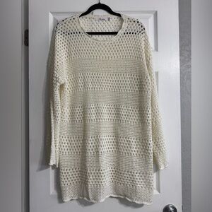 Elegant Ivory Open-Knit Sweater
